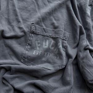 Vintage Sun Faded F*** Everything Pocket Tee Punk Grunge Size M